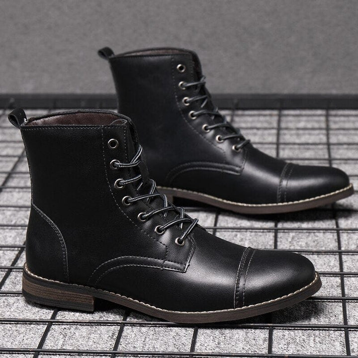 Men's Motorcycle Boots PU Leather Lace-up Military  Boots BENNYS 