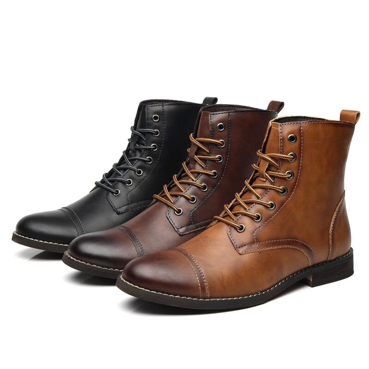 Men's Motorcycle Boots PU Leather Lace-up Military  Boots BENNYS 