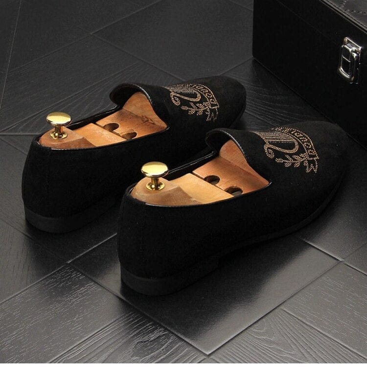 Men's New Luxury Pointed Suede Rhinestone Shoes BENNYS 