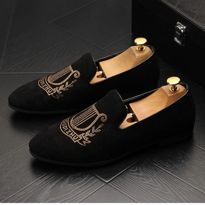 Men's New Luxury Pointed Suede Rhinestone Shoes BENNYS 