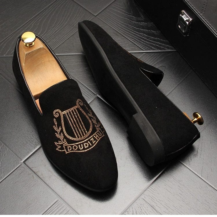 Men's New Luxury Pointed Suede Rhinestone Shoes BENNYS 