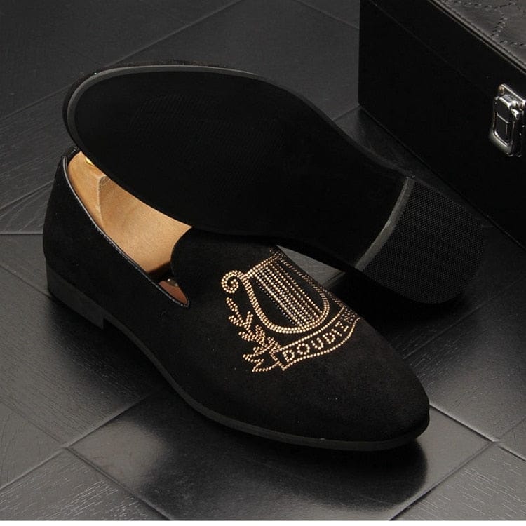 Men's New Luxury Pointed Suede Rhinestone Shoes BENNYS 