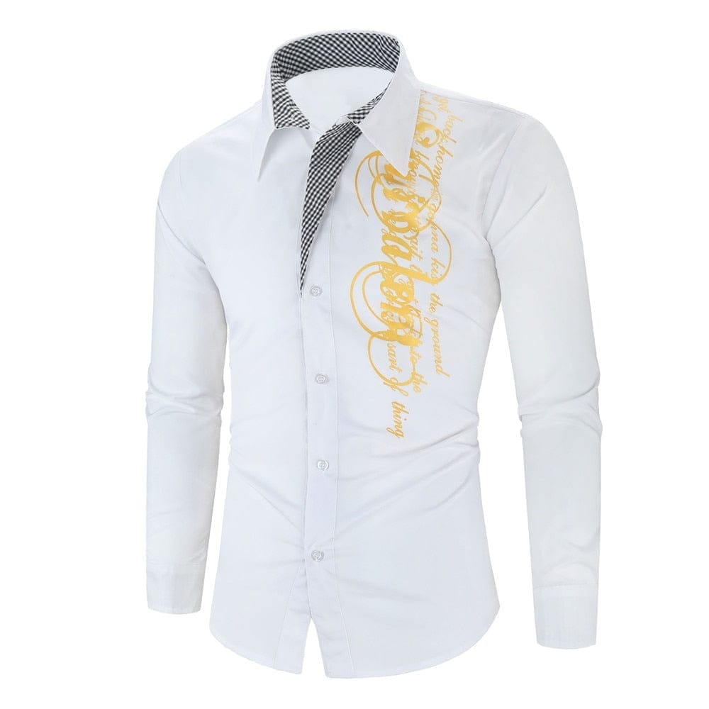 Gold and white hot sale mens dress shirt