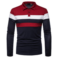 Men's Polo Business/Casual Long Sleeve Stripped High Quality Contrast Color Shirts BENNYS 