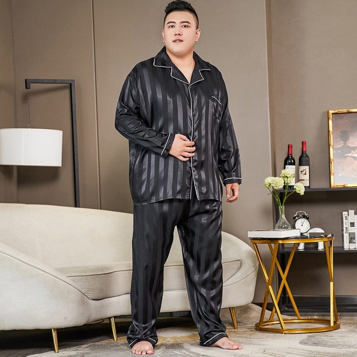 Men's Pyjamas Set Silk Satin Long Sleeve Sleepwear BENNYS 