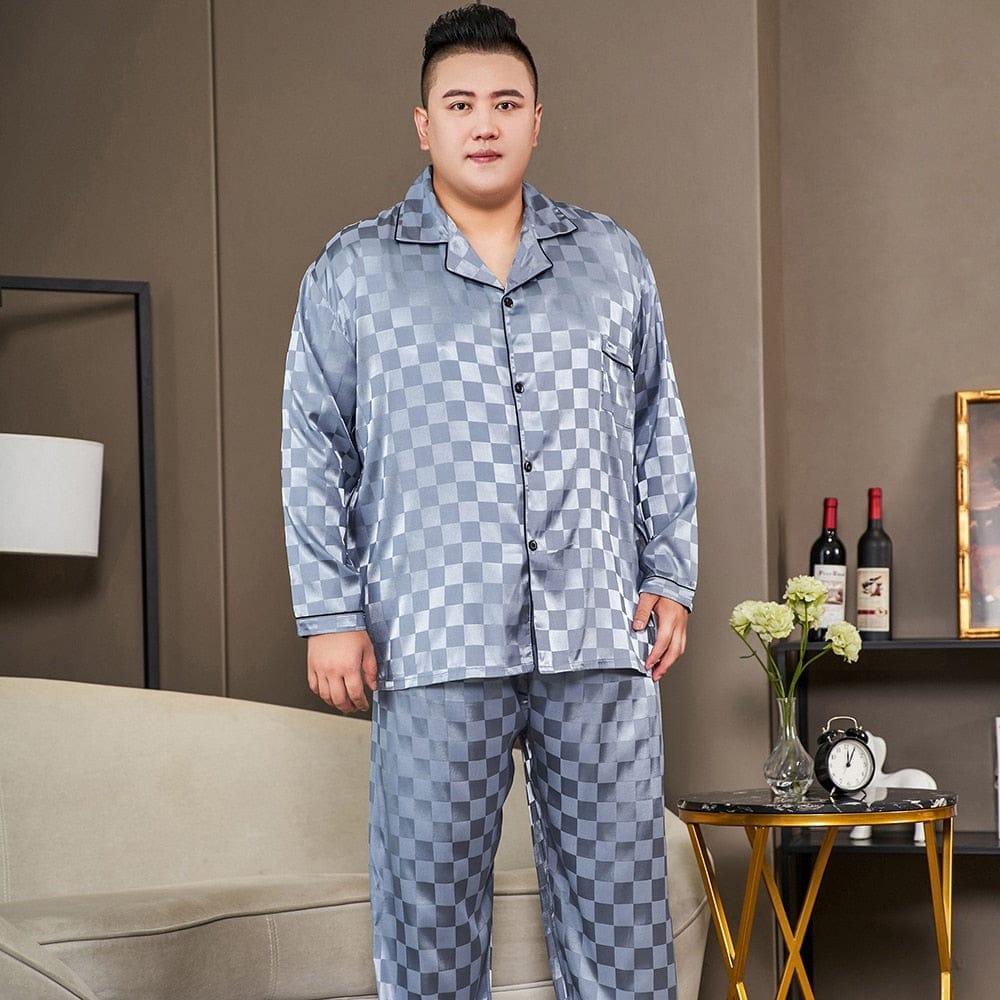 Men's Pyjamas Set Silk Satin Long Sleeve Sleepwear BENNYS 