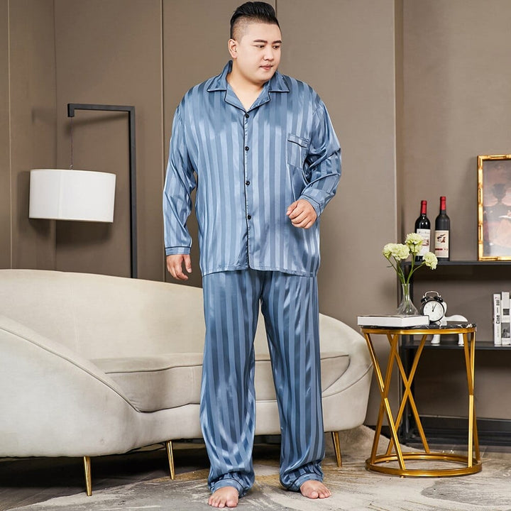 Men's Pyjamas Set Silk Satin Long Sleeve Sleepwear BENNYS 