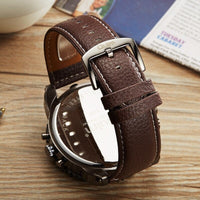 Men's Quartz Watch Super Big Dial PU Leather Sports Wristwatch BENNYS 