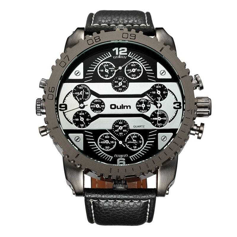Men's Quartz Watch Super Big Dial PU Leather Sports Wristwatch BENNYS 