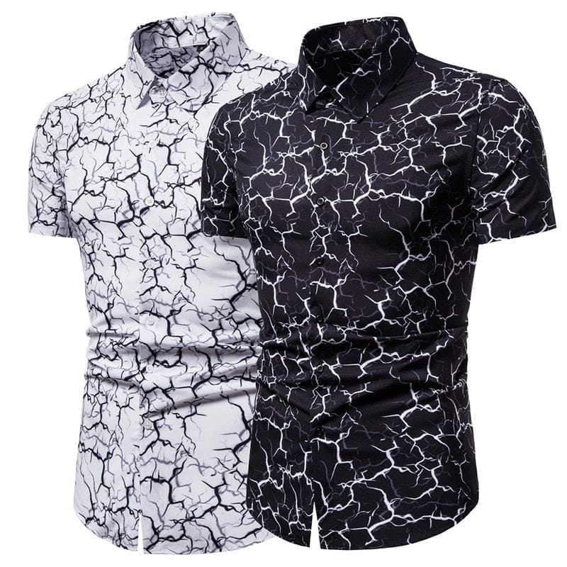 Men's Short Sleeve Summer Striped Casual Turn-down Collar Shirt S-3XL BENNYS 