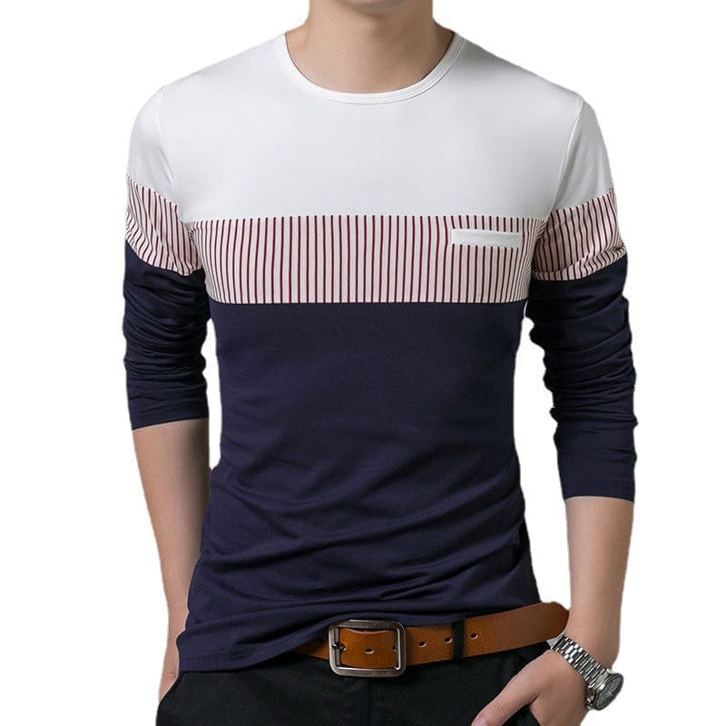 Men's Slim Vertical Stripes Long Sleeve Casual T-Shirt BENNYS 