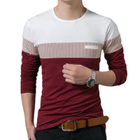 Men's Slim Vertical Stripes Long Sleeve Casual T-Shirt BENNYS 