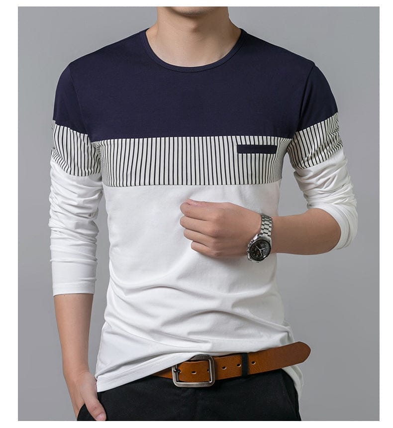 Men's Slim Vertical Stripes Long Sleeve Casual T-Shirt BENNYS 