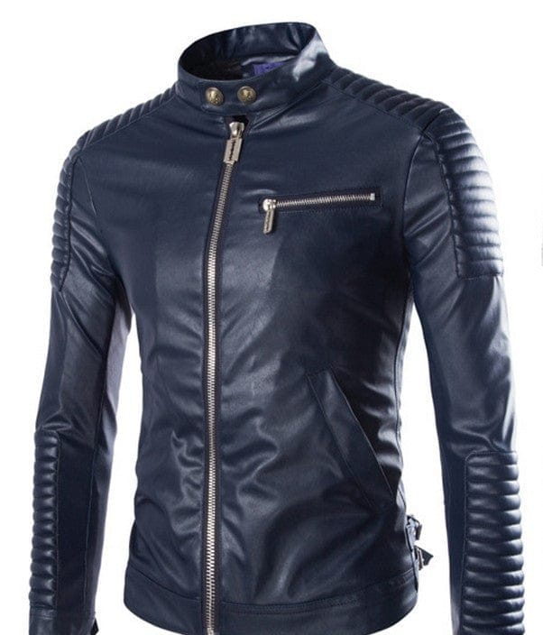 Men's Solid Color Leather Jacket Motorcycle Leather Jacket Men's BENNYS 