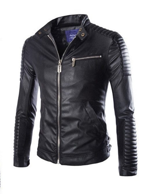 Men's Solid Color Leather Jacket Motorcycle Leather Jacket Men's BENNYS 