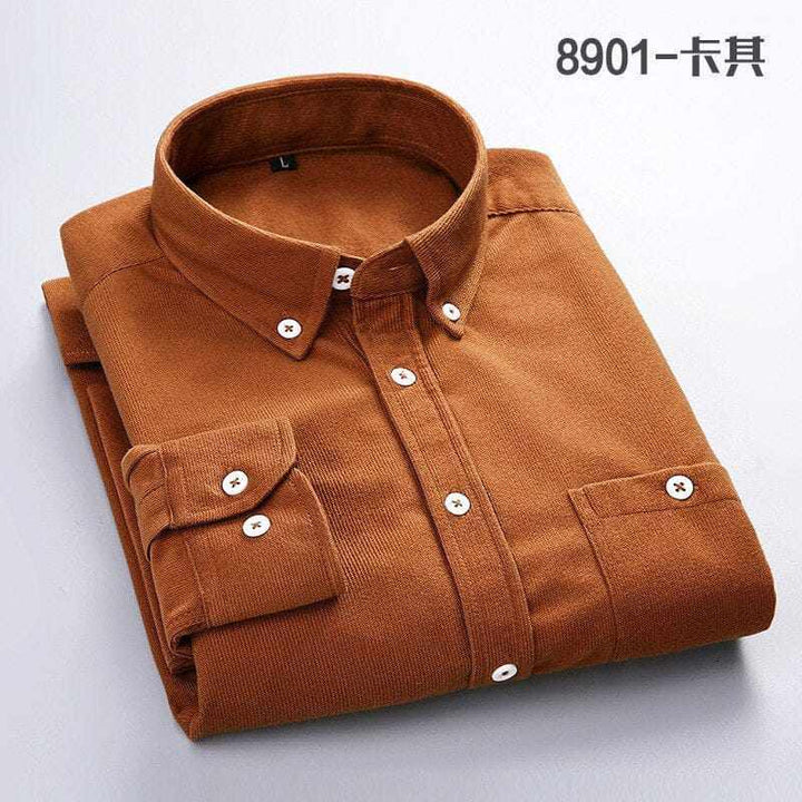Men's Solid Color Plaid Long-Sleeved Casual Shirts BENNYS 