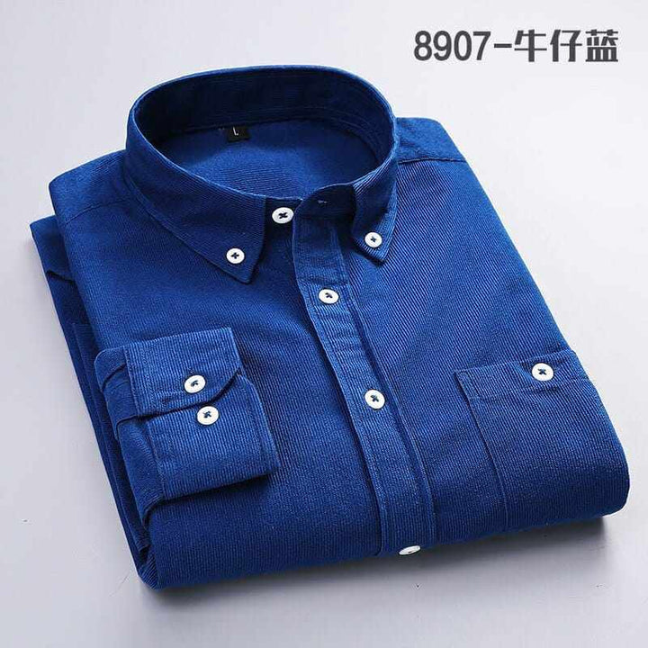 Men's Solid Color Plaid Long-Sleeved Casual Shirts BENNYS 