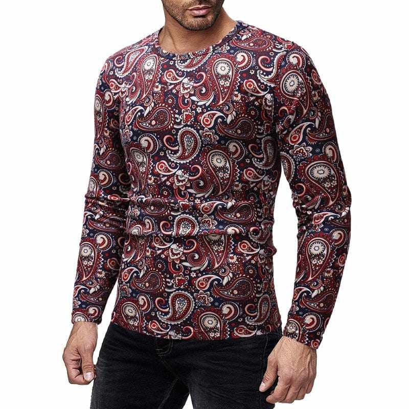 Men's Spring Printed Long-sleeve Simple Round Neck Shirts BENNYS 