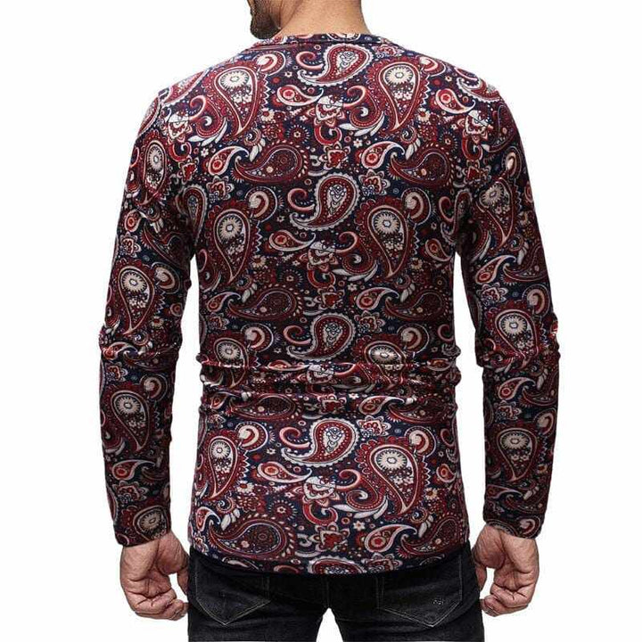 Men's Spring Printed Long-sleeve Simple Round Neck Shirts BENNYS 