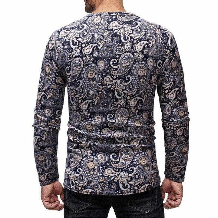 Men's Spring Printed Long-sleeve Simple Round Neck Shirts BENNYS 