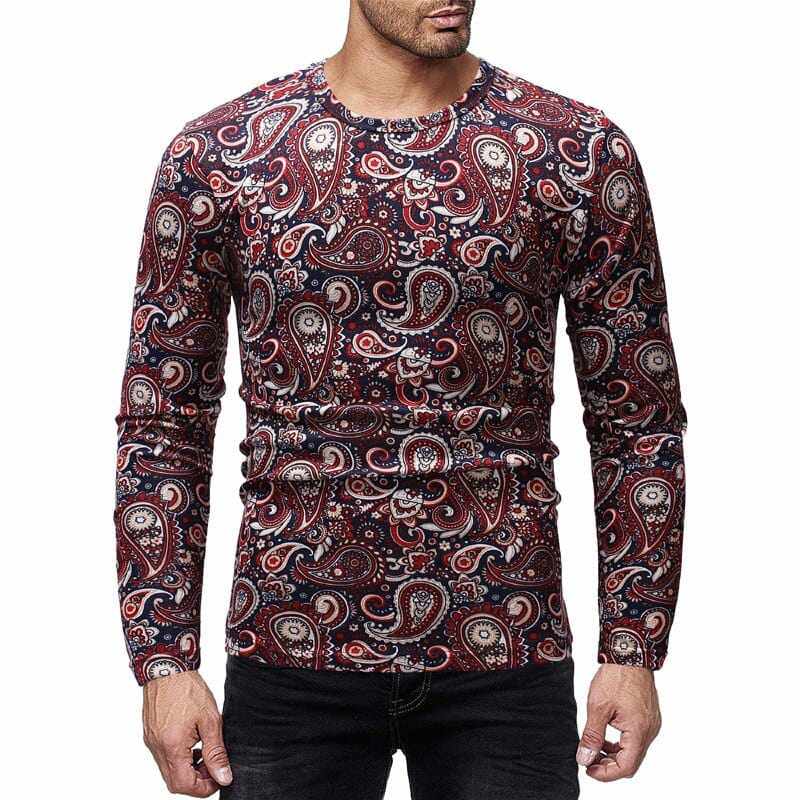 Men's Spring Printed Long-sleeve Simple Round Neck Shirts BENNYS 