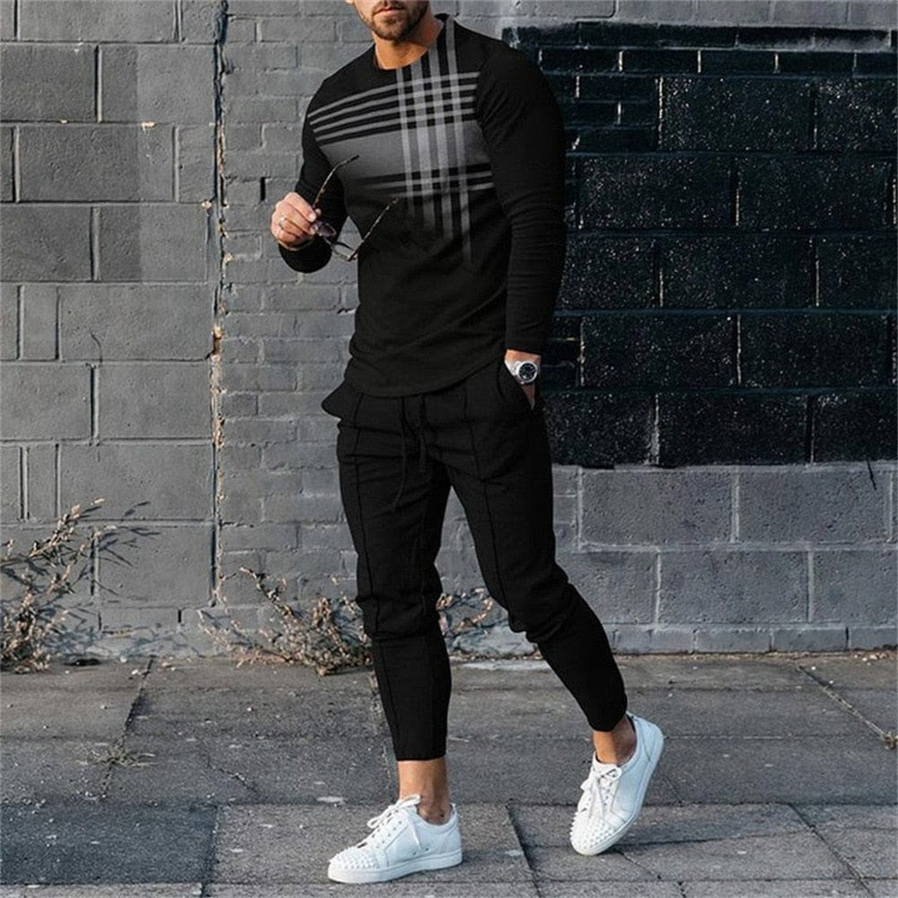 Men's Streetwear Vintage Sweatshirt Oversized Men Clothing 2 Piece Sets BENNYS 