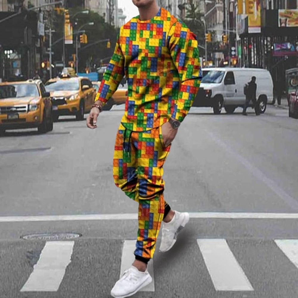 Men's Streetwear Vintage Sweatshirt Oversized Men Clothing 2 Piece Sets BENNYS 