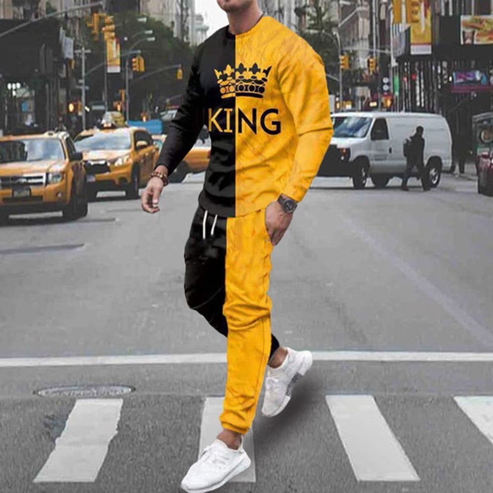 Men's Streetwear Vintage Sweatshirt Oversized Men Clothing 2 Piece Sets BENNYS 