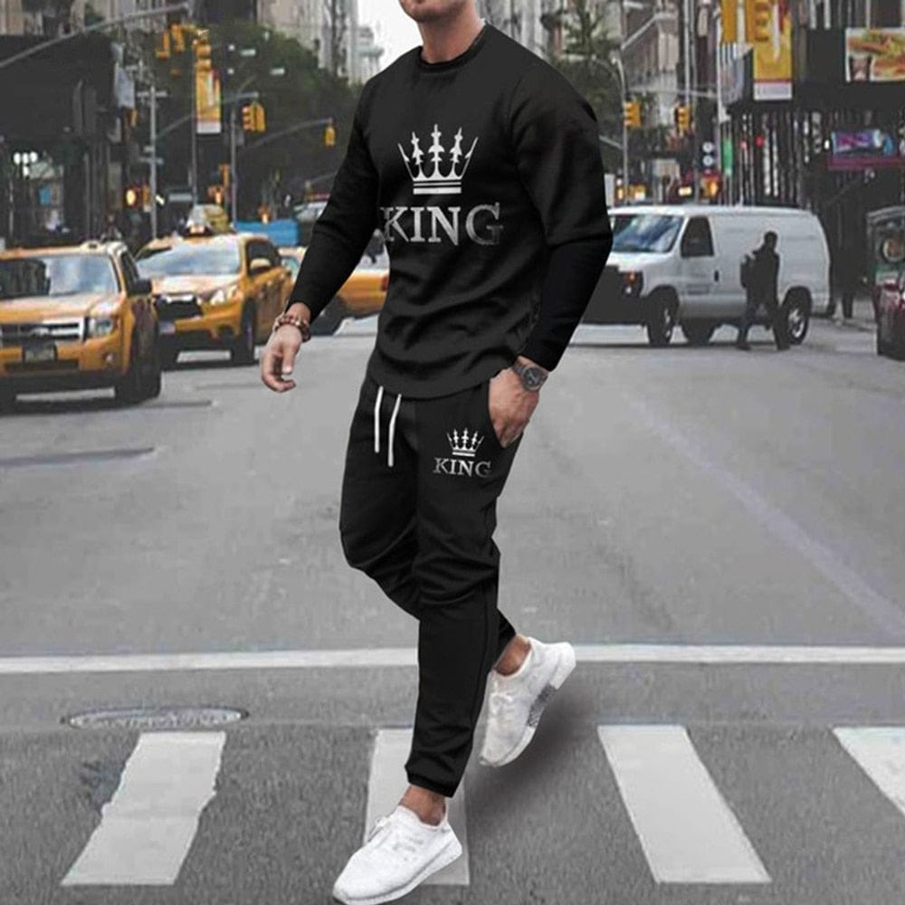 Men's Streetwear Vintage Sweatshirt Oversized Men Clothing 2 Piece Sets BENNYS 