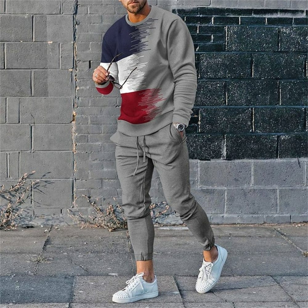 Men's Streetwear Vintage Sweatshirt Oversized Men Clothing 2 Piece Sets BENNYS 
