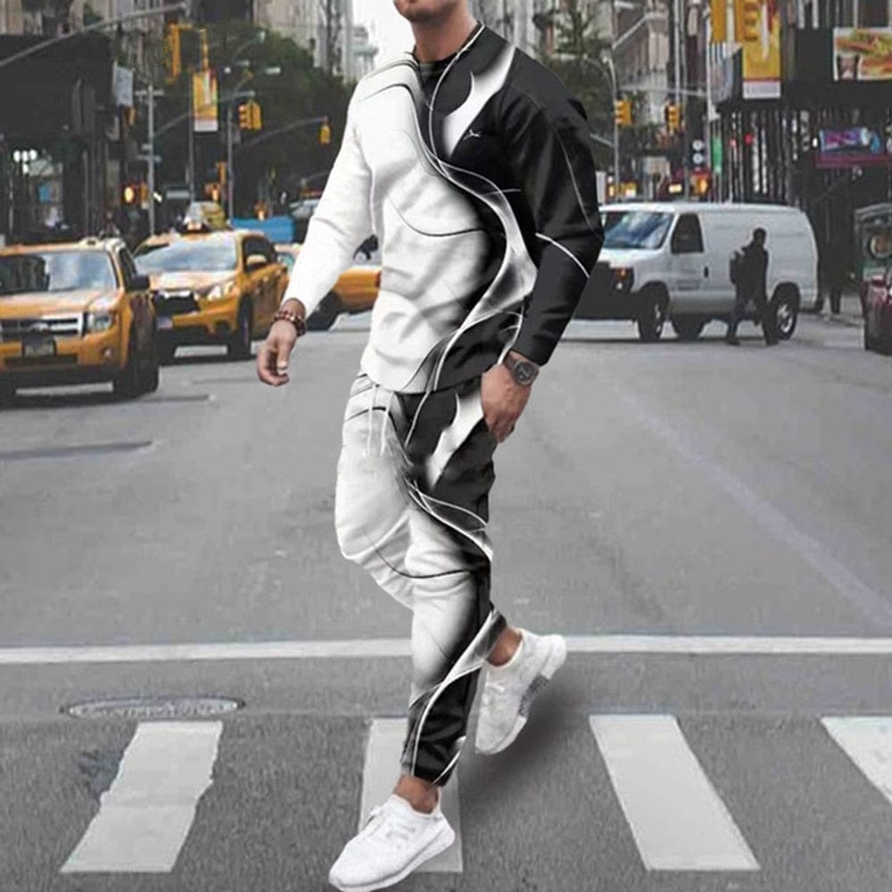 Men's Streetwear Vintage Sweatshirt Oversized Men Clothing 2 Piece Sets BENNYS 