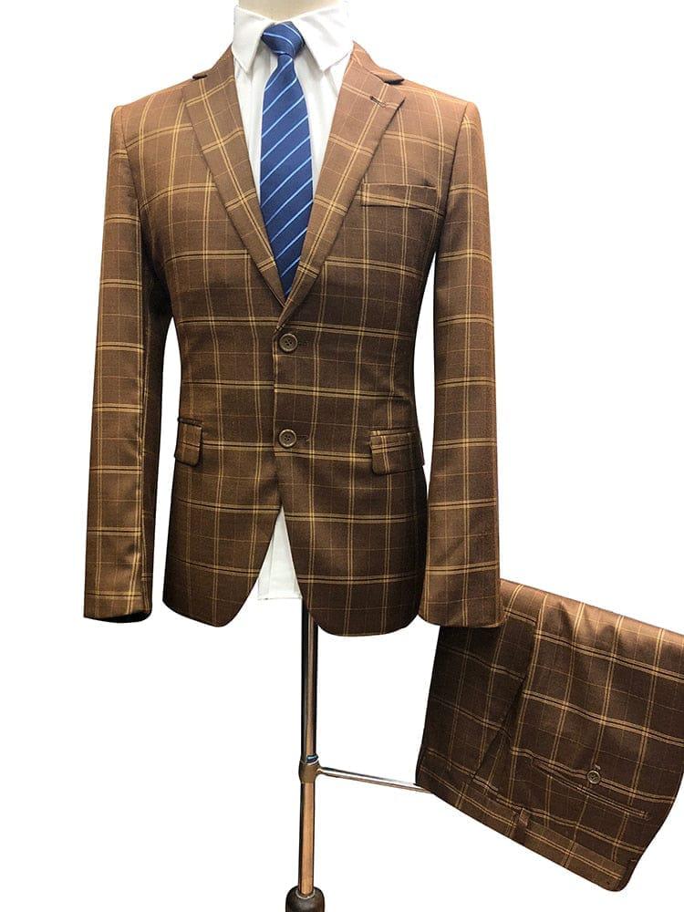 Men's Suits Slim Fit 2 PCS Set Plaid For Wedding Party Dinner Suit BENNYS 