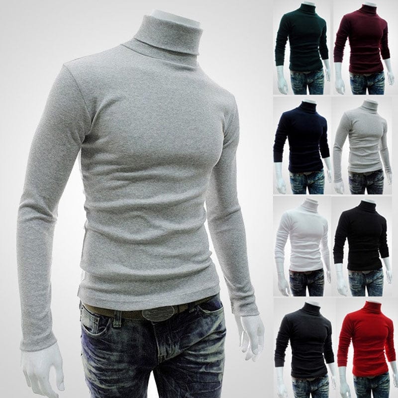 Men's Turtleneck Solid Color Pullovers Slim Fit  Knitted Sweaters BENNYS 