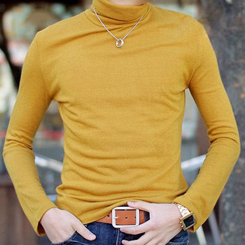 Men's Turtleneck Solid Color Pullovers Slim Fit  Knitted Sweaters BENNYS 