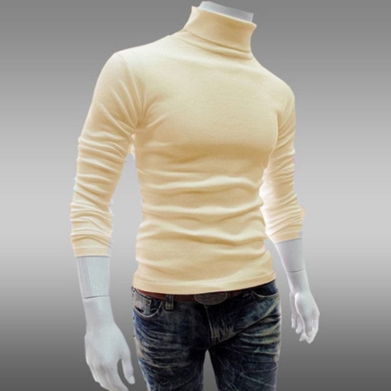 Men's Turtleneck Solid Color Pullovers Slim Fit  Knitted Sweaters BENNYS 