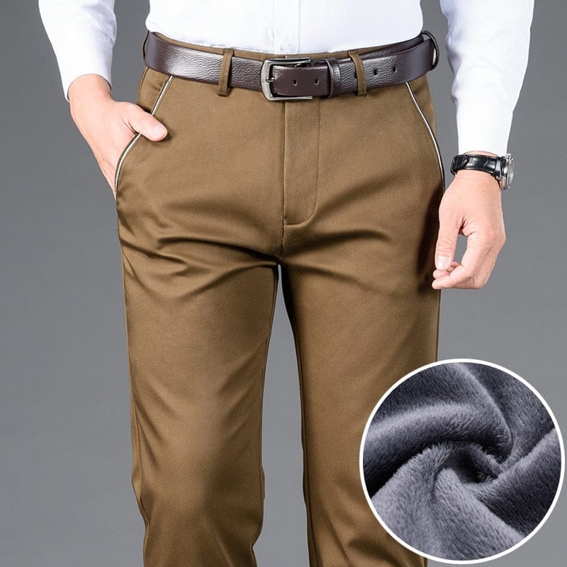 Men's  Warm Casual Business Dark Khaki Pants BENNYS 