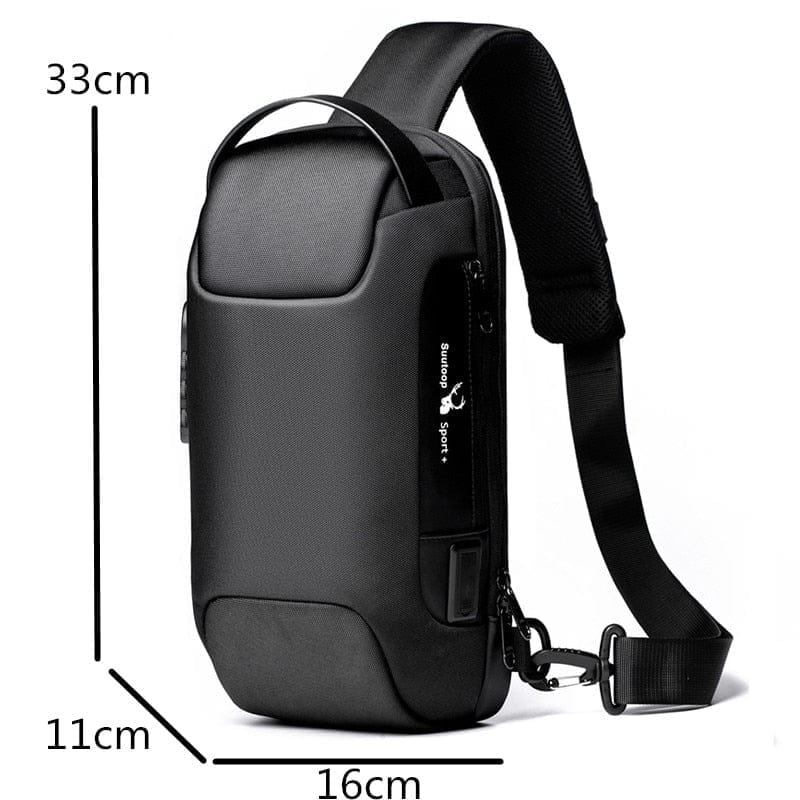 Men's Waterproof USB Crossbody Bag Anti-theft Shoulder Sling Bag BENNYS 