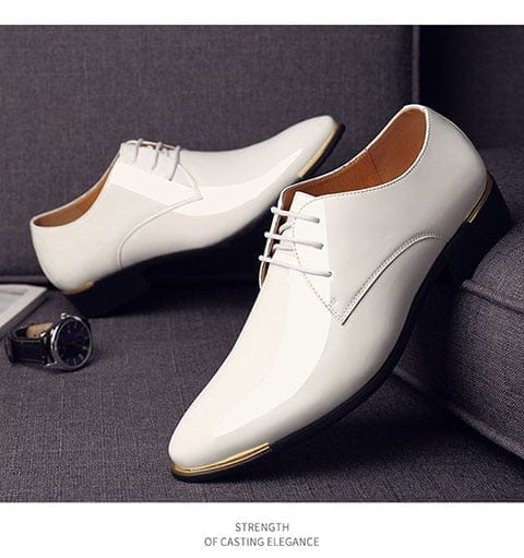 Mens Leather Shoes White Wedding Shoes BENNYS 