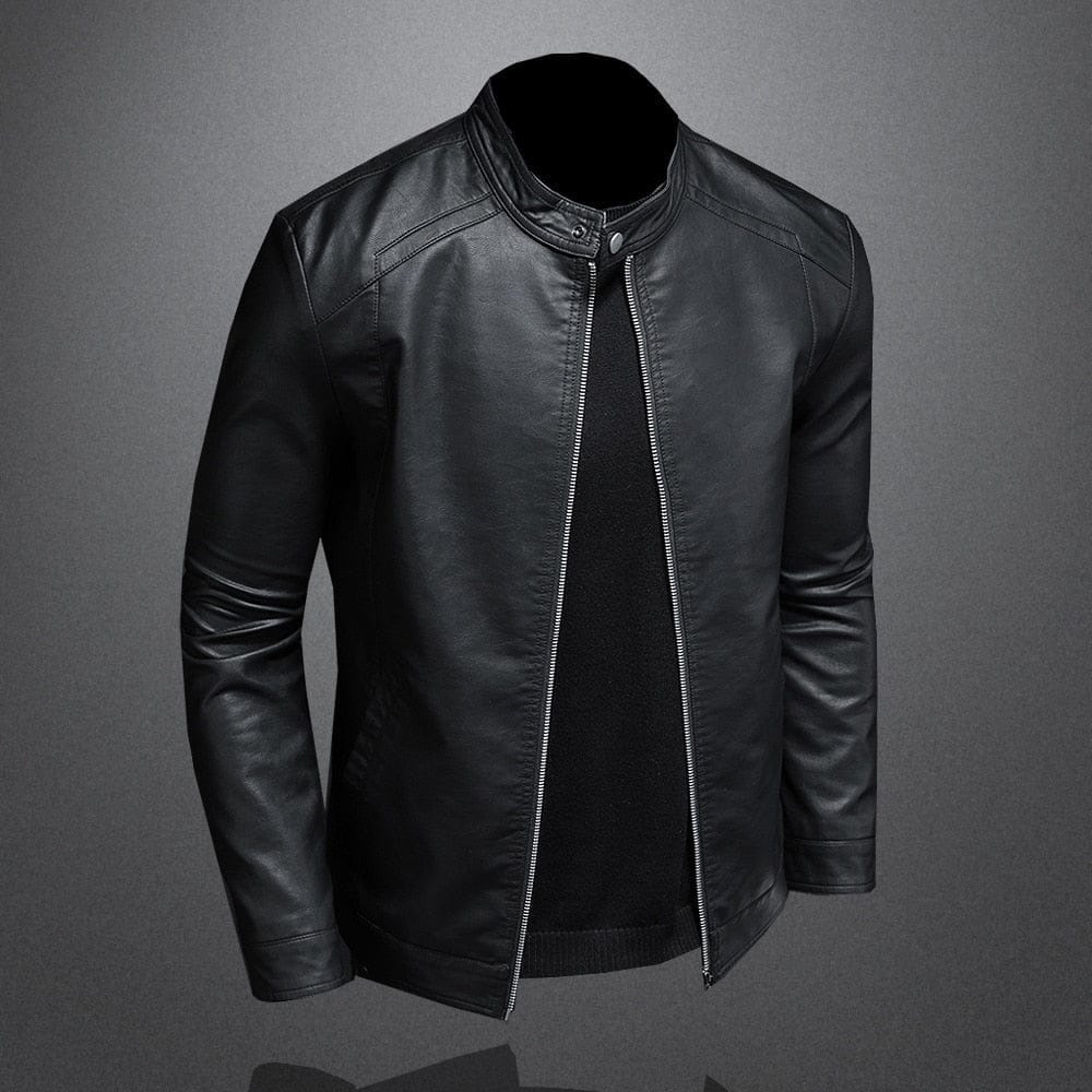 Mens Pu Leather Jacket Fashion Motorcycle Leather Coat BENNYS 