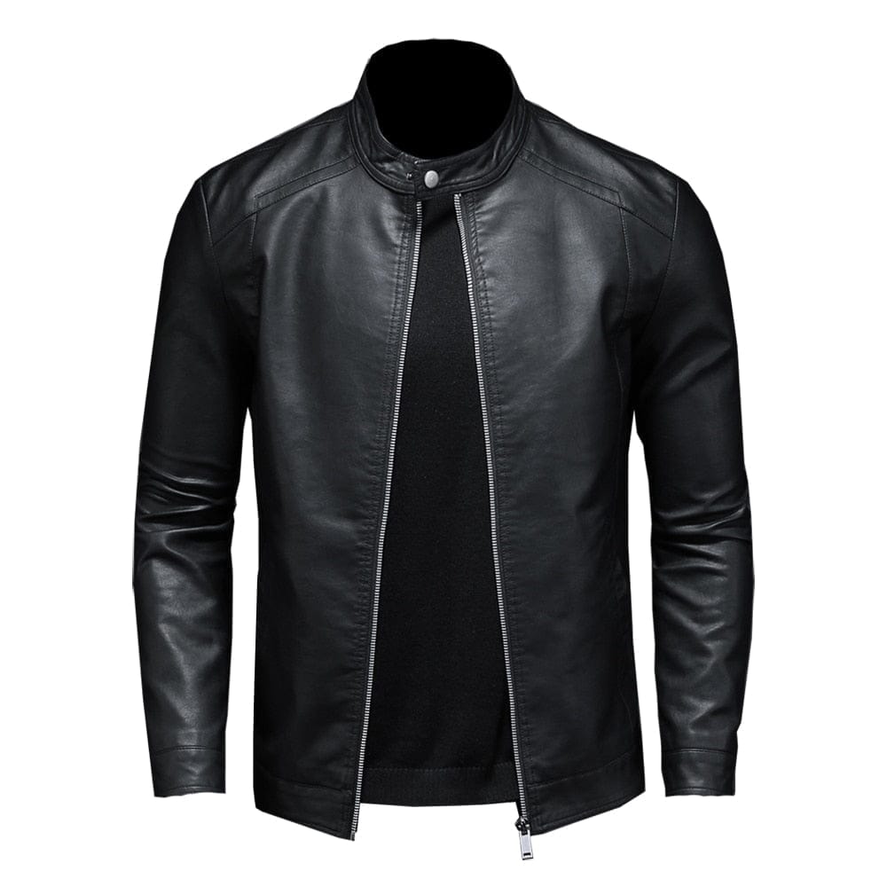 Mens Pu Leather Jacket Fashion Motorcycle Leather Coat BENNYS 