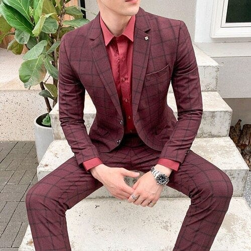 Mens Suit Skinny 2 Pieces Formal Slim Fit Tuxedo Prom Suit For Men BENNYS 