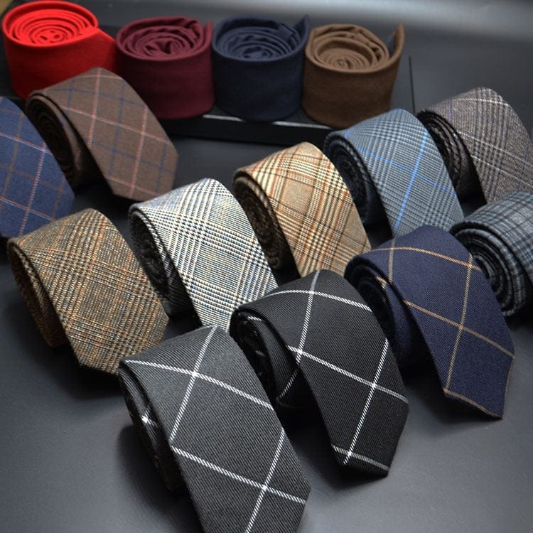 Mens Ties 6cm Classic Cotton Handmade Skinny Plaid Neck Ties BENNYS 