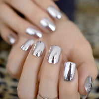 Metalic Light Fake Nails Metal Plating Acrylic Press on Nails BENNYS 