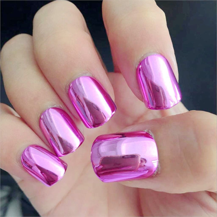 Metalic Light Fake Nails Metal Plating Acrylic Press on Nails BENNYS 