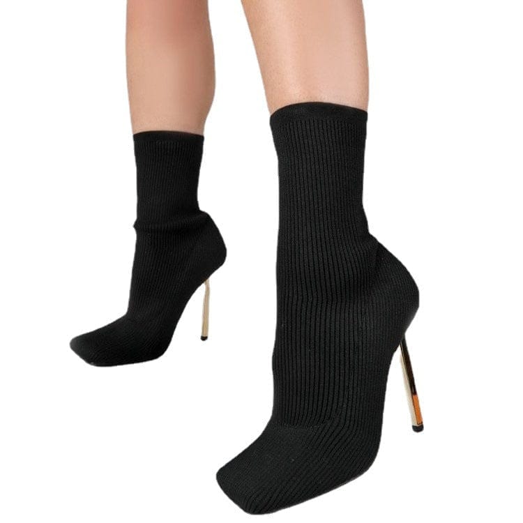 Mid Calf Boots Square-toe Thigh High Heel Shoes For Women BENNYS 