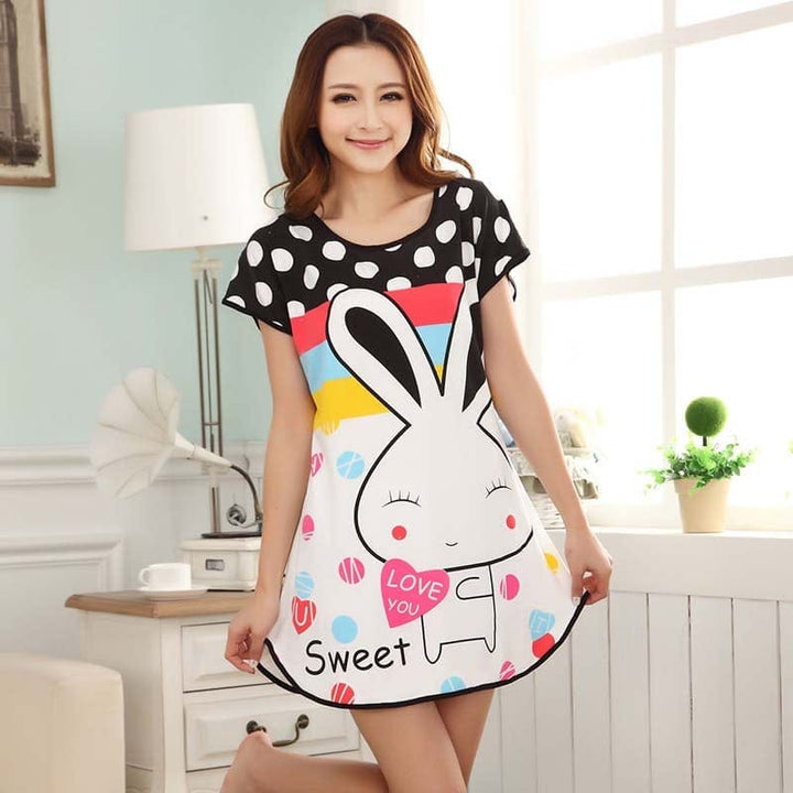 Milk Silk Short-sleeved Nightdress Ladies Pajamas BENNYS 