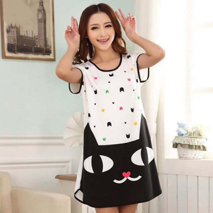 Milk Silk Short-sleeved Nightdress Ladies Pajamas BENNYS 