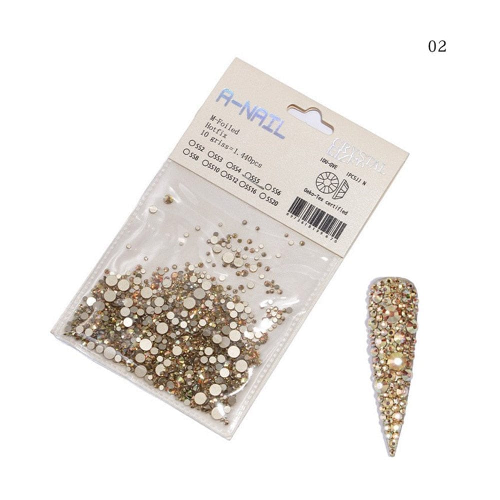 Mix Sizes 1440PCS/Pack Crystal Rhinestones For Nails 3D Nail Art Decoration BENNYS 