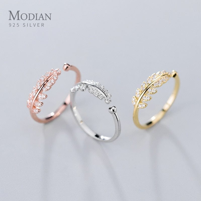 Modern Fashion 3 Color Leaves Open Adjustable Finger Rings BENNYS 
