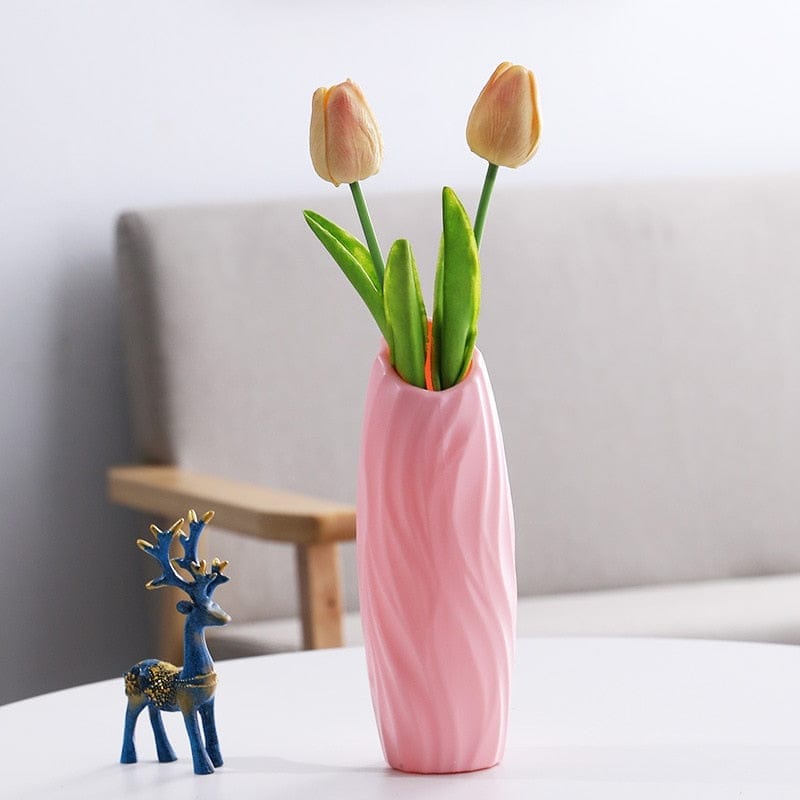 Modern Flower Vase White Pink Plastic Vase Flower Pot BENNYS 